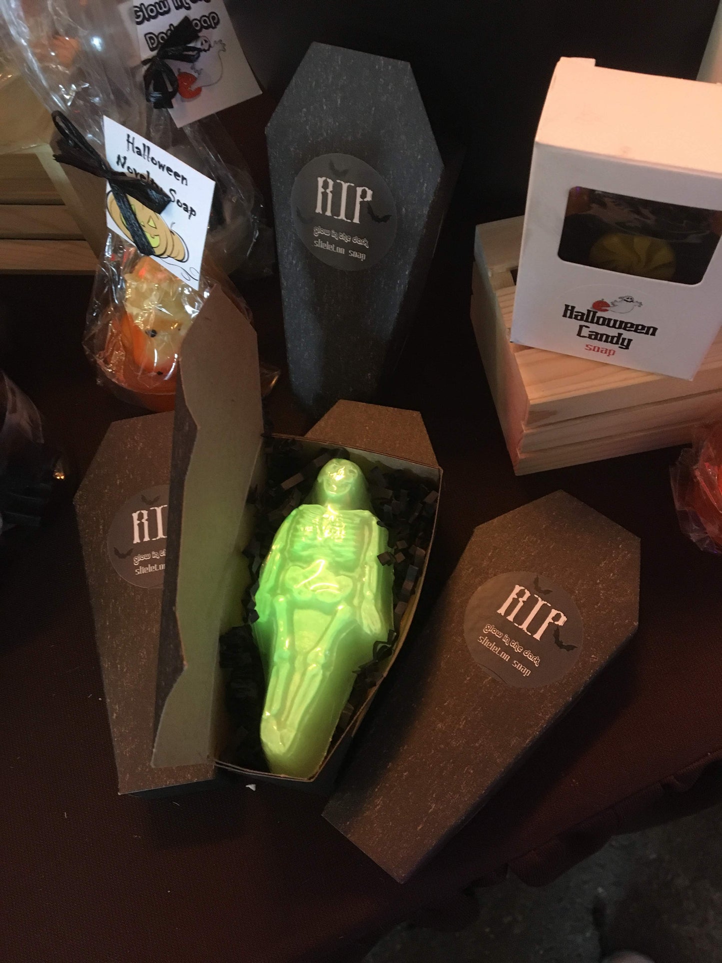 Glow in the Dark Skeleton in Coffin Box