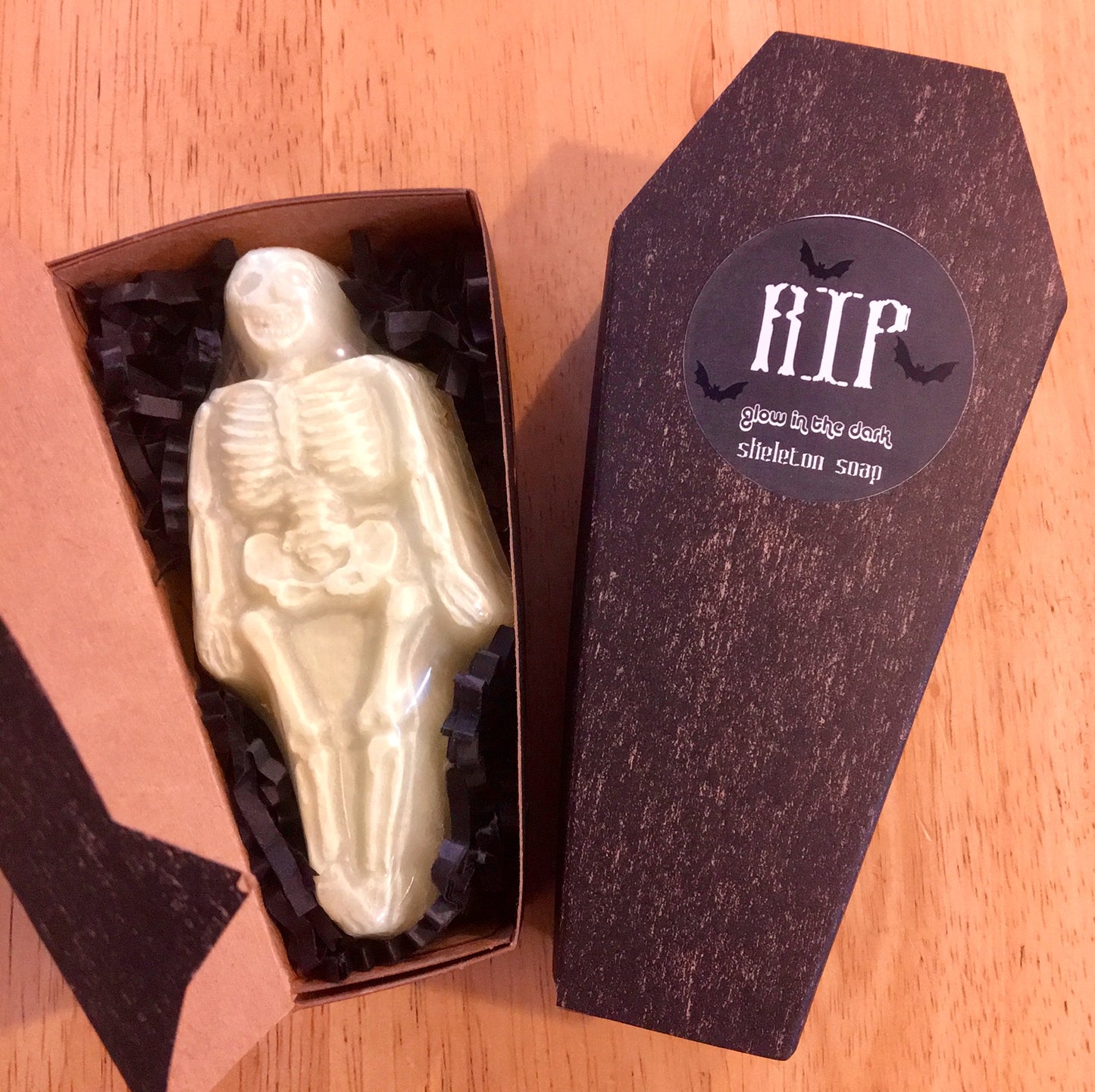 Glow in the Dark Skeleton in Coffin Box