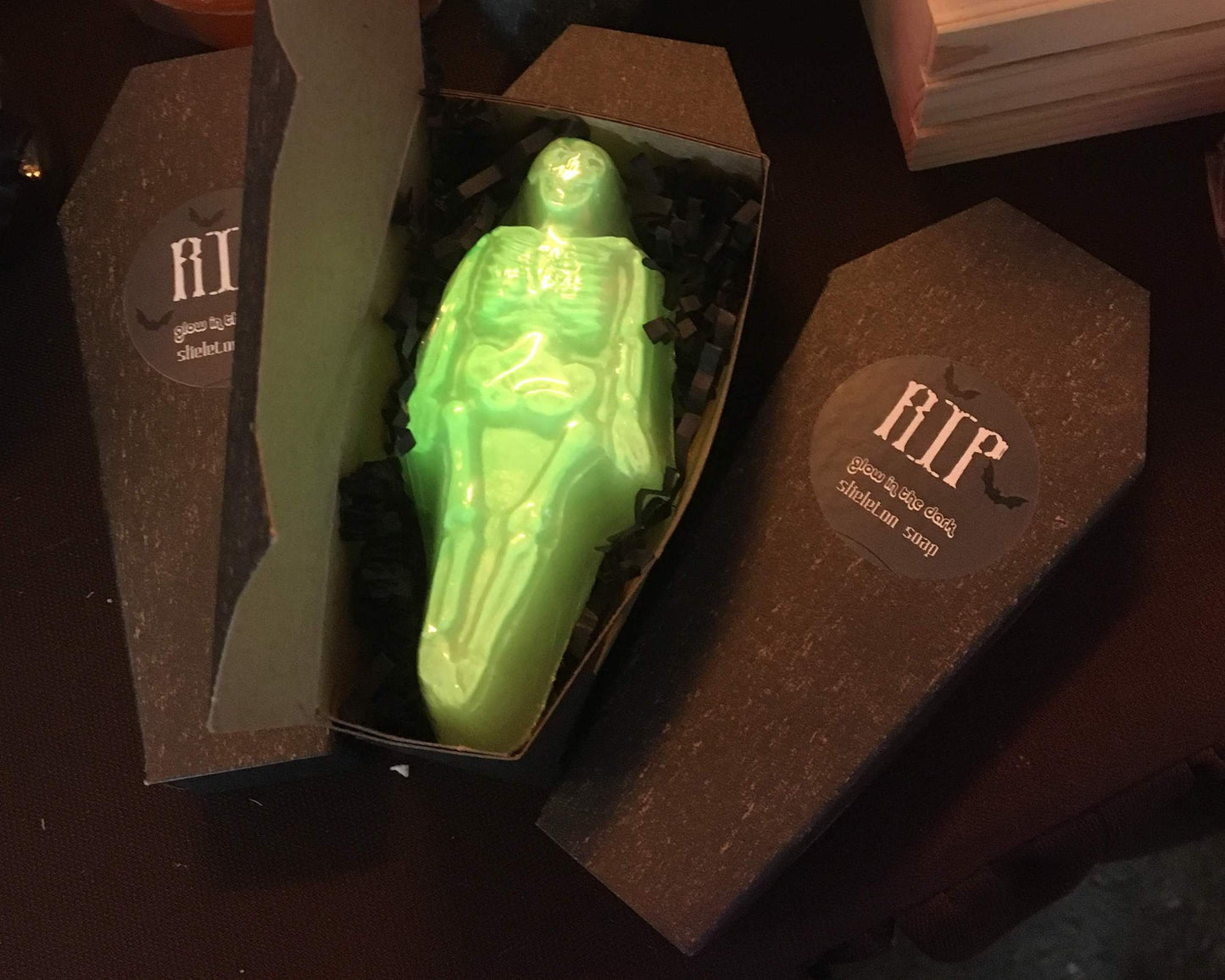 Glow in the Dark Skeleton in Coffin Box
