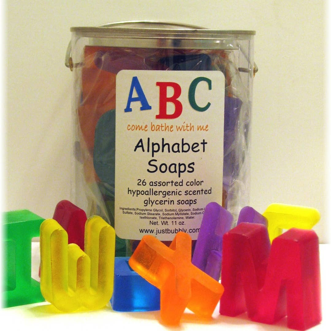 alphabet soap in gift paint can
