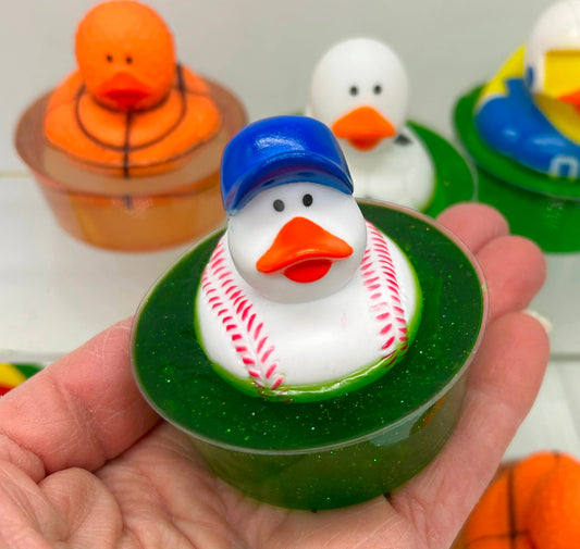 Baseball rubber duck in soap
