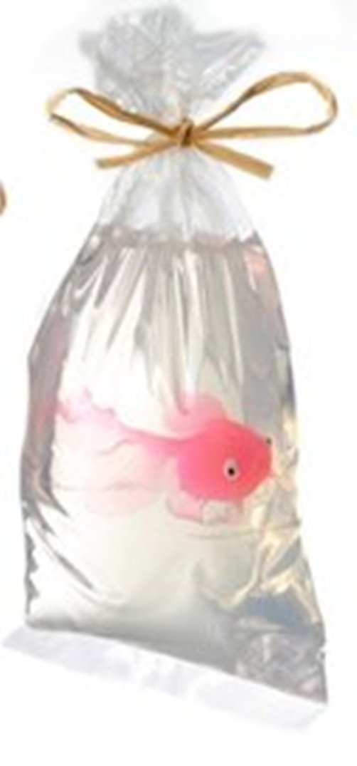 pink fish soap in a bag
