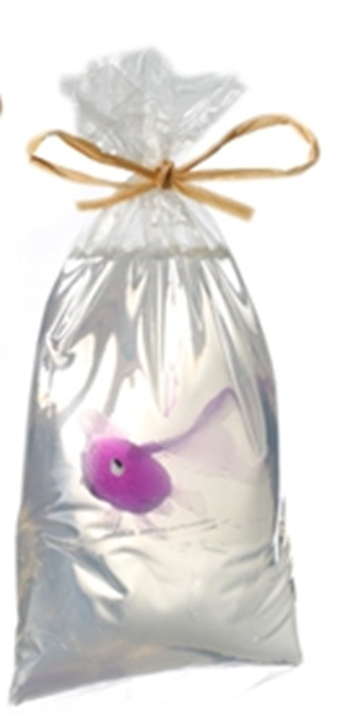 Purple fish soap in a bag