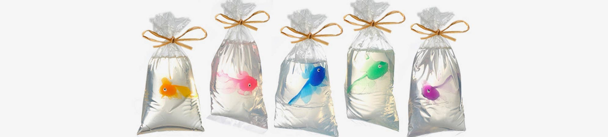 Set of five fish in a bag soap in different colors fish toys inside