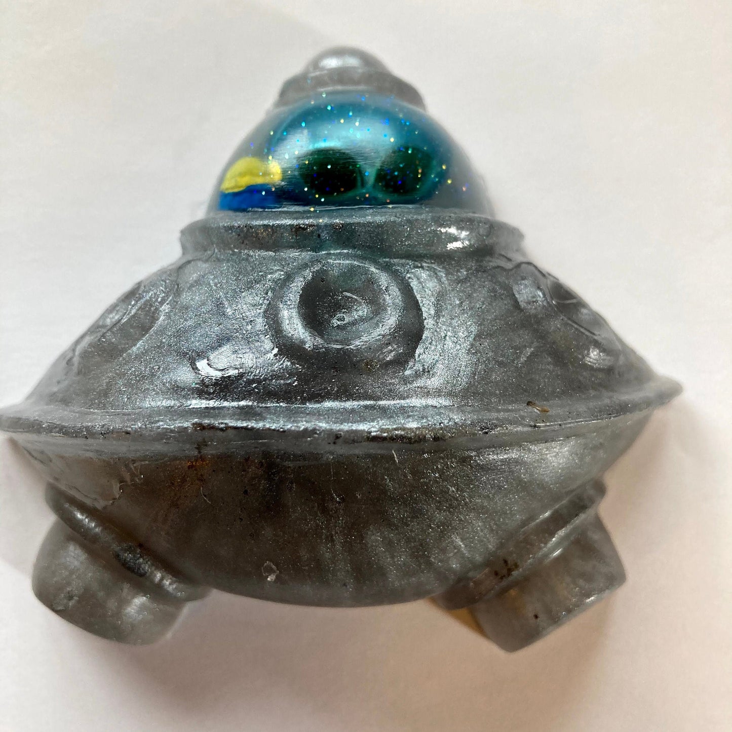 Cosmic UFO Alien Spaceship Soap: Metallic Silver & Glow in the Dark